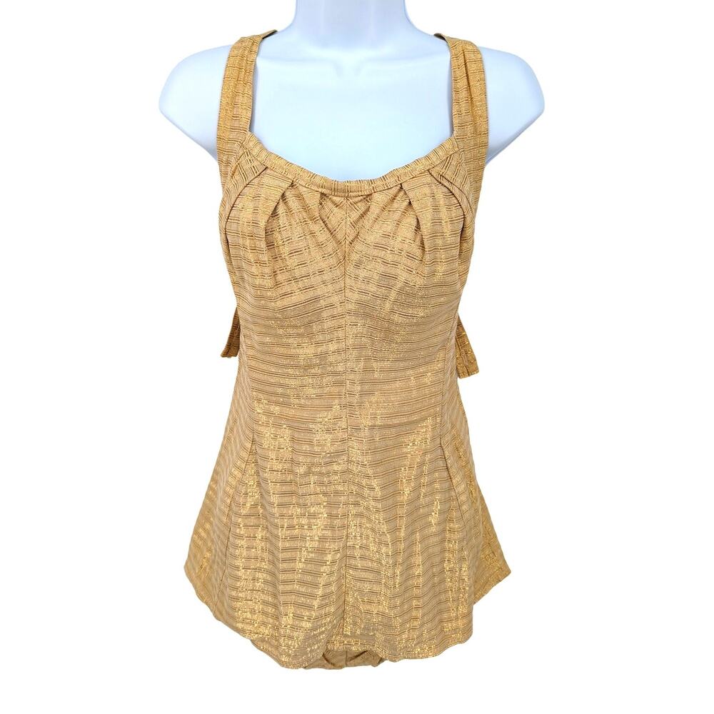Vintage 1950s Cole of California Gold Metallic Pinup Swimsuit Size M Rare Glam